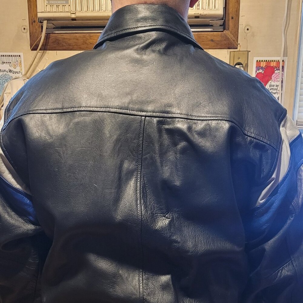 NWT Vintage 1991 Superbowl 25th Anniv Football XXV Lambskin Leather Jacket - Picture 2 of 16